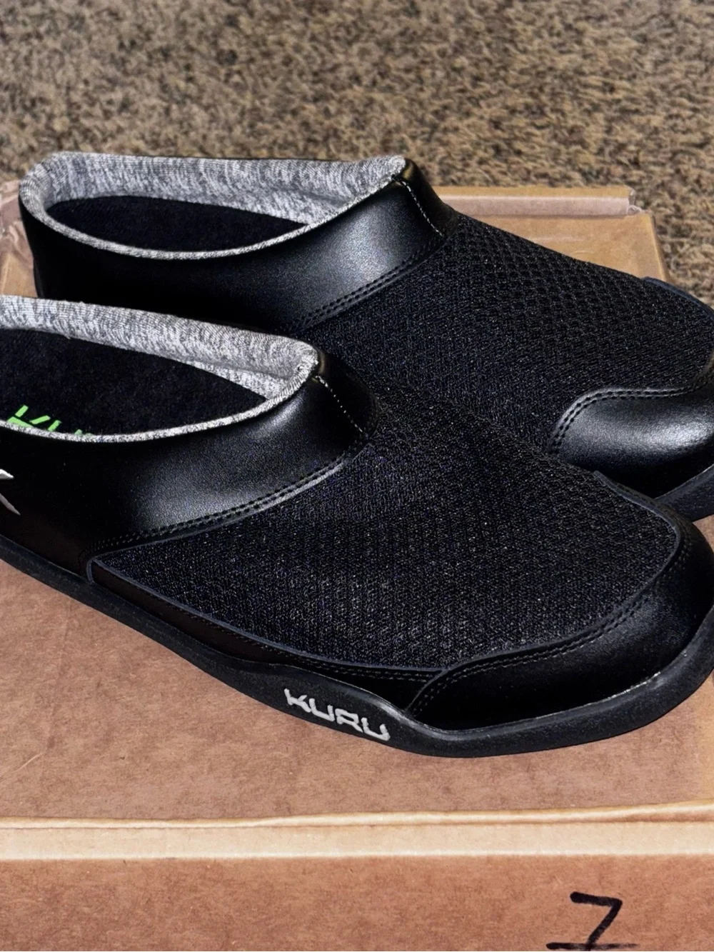 Kuru Draft Men’s 11 M Slip On Casual Comfort Shoes Jet Black Leather Mesh NWB!